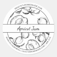 Black & White Sketch Apricot Jam label