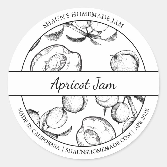 Black & White Sketch Apricot Jam label (Front)