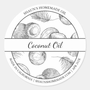 Black & White Sketch Coconut Oil label