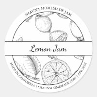 Black & White Sketch Lemon Jam label