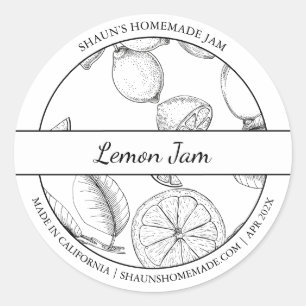 Black & White Sketch Lemon Jam label
