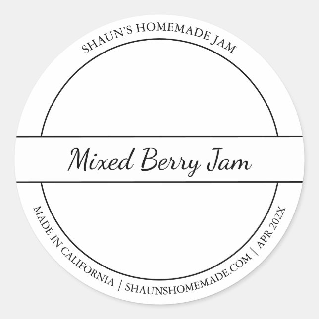 Black & White Sketch Mixed Berry Jam label (Front)