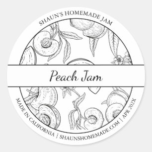 Black & White Sketch Peach Jam label
