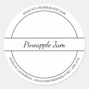 Black & White Sketch Pineapple Jam label