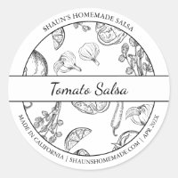 Black & White Sketch Tomato Salsa label