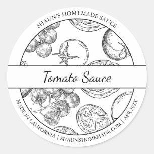 Black & White Sketch Tomato Sauce Label