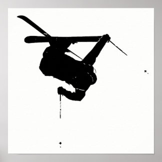 Black & White Skier Poster