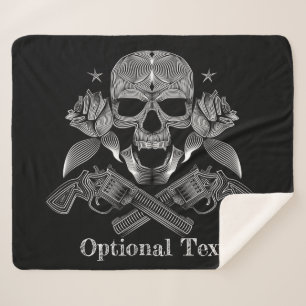 Black & White Skull and Guns Sherpa Blanket
