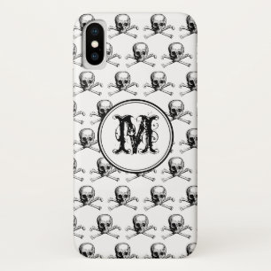 Black White Skull Halloween Personalized Monogram Case-Mate iPhone Case