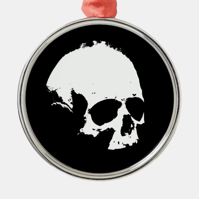 Black & White Skull Metal Ornament (Front)