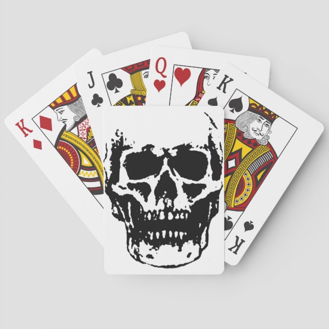 Black White Skull Pop Art Playing Cards (Back)