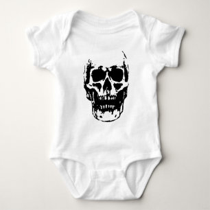 Black White Skull Pop Artwork Baby Bodysuit