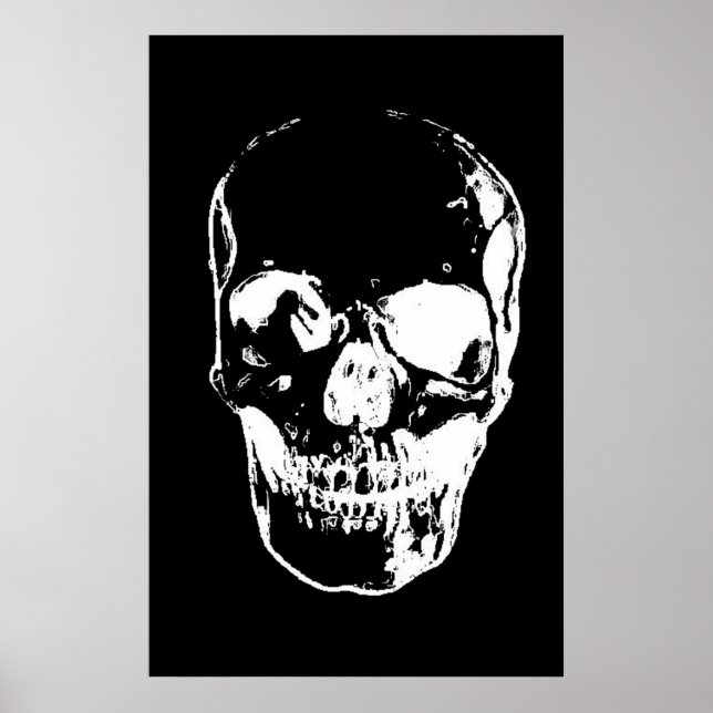 Black & White Skull Poster Print - Skull Posters (Front)