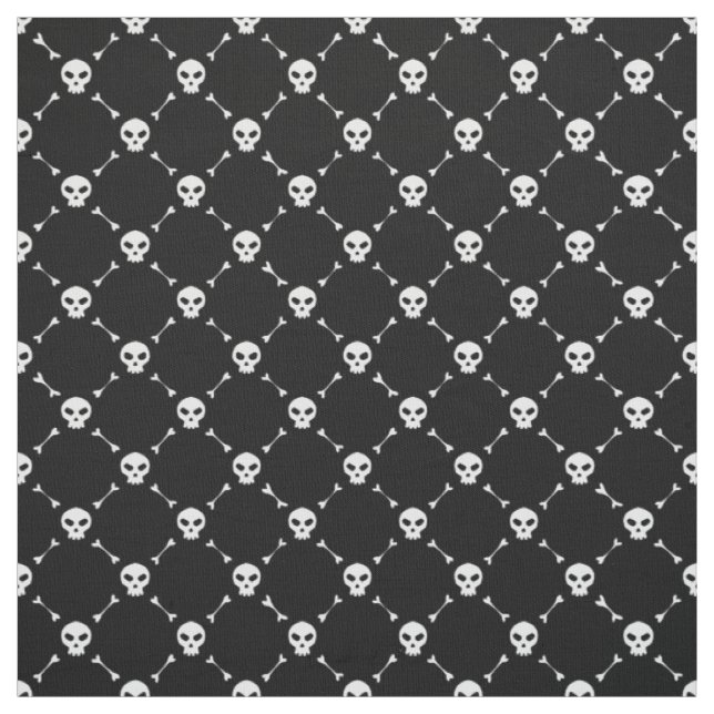 black white skull print fabric (Swatch)
