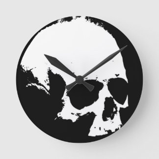 Black & White Skull Round Clock