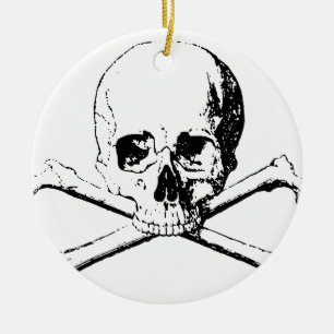 Black & White Skull & the Bones Ceramic Ornament
