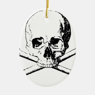 Black & White Skull & the Bones Ceramic Ornament