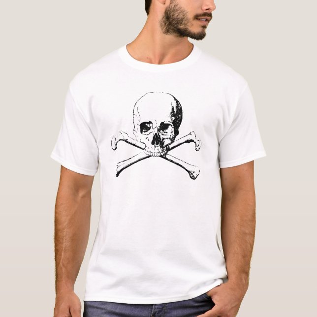 Black & White Skull & the Bones T-Shirt (Front)