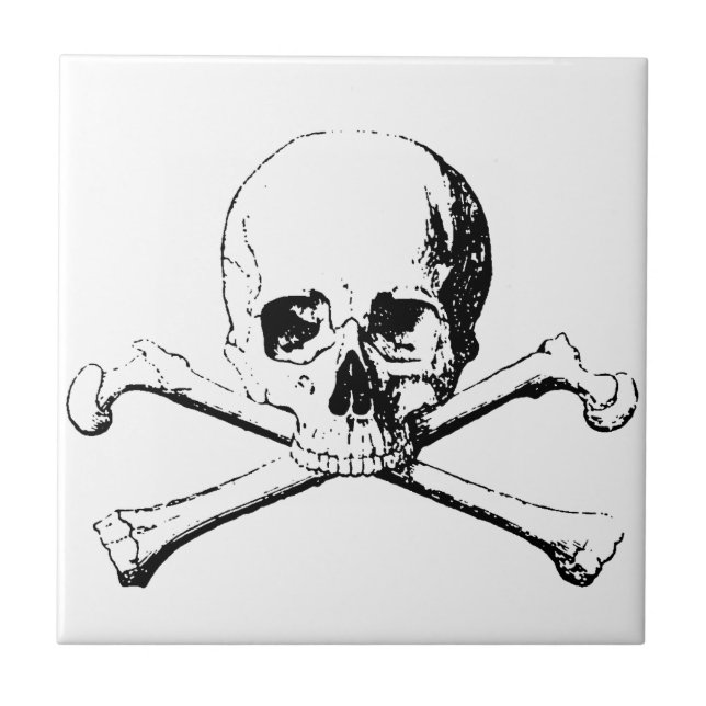 Black & White Skull & the Bones Tile (Front)