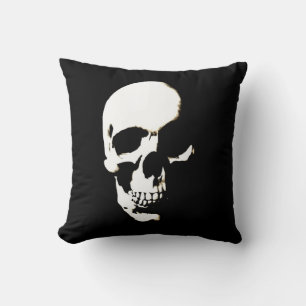 Black White Skull Throw Pillow