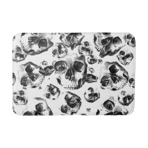 Black & White Skulls Skeleton Skull Art Pattern Bath Mat