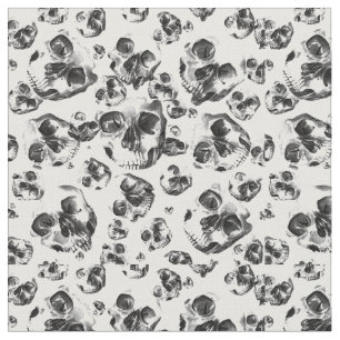 Black & White Skulls Skeleton Skull Art Pattern Fabric
