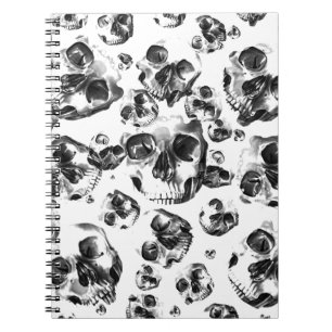 Black & White Skulls Skeleton Skull Art Pattern Notebook