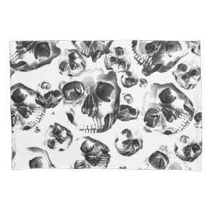 Black & White Skulls Skeleton Skull Art Pattern Pillowcase