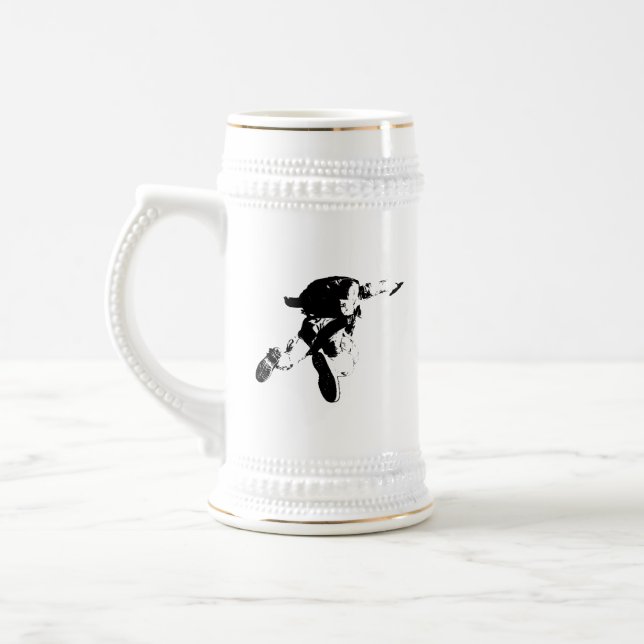 Black & White Skydiving Beer Stein (Left)