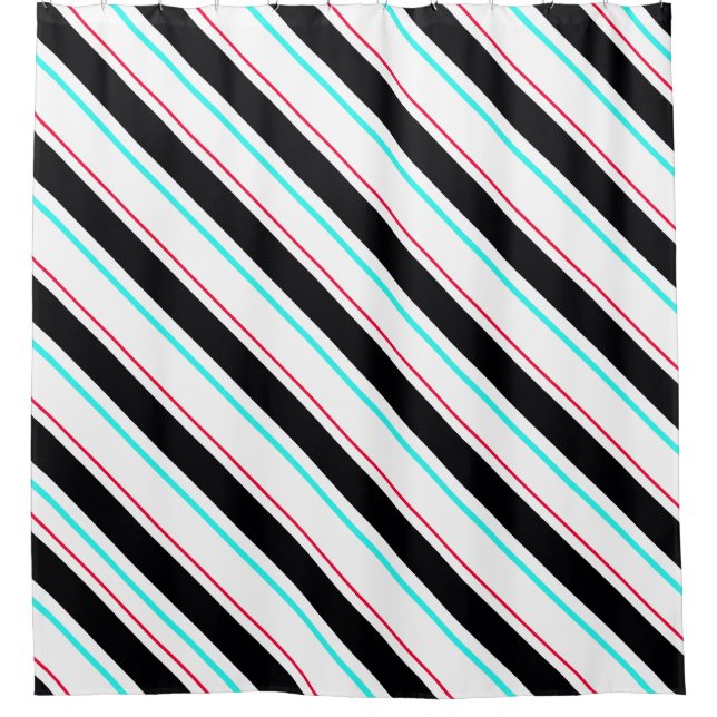 Black White Slanted Regimental Stripe Lines (Front)