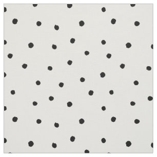 Black White Smal Dot Brush Circle Print Minimalist Fabric