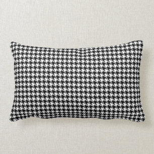 Black White Small Houndstooth Chequered Lumbar Pillow