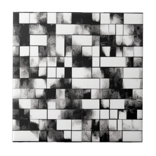 Black white small modern geometric pattern tiles
