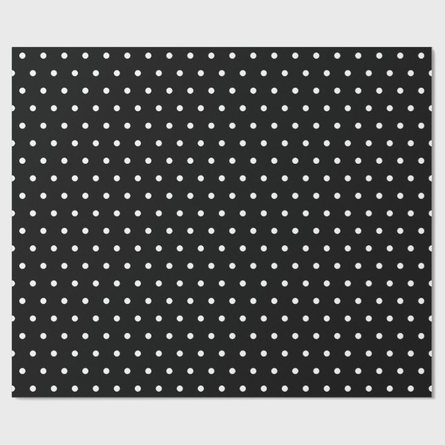 Black & White Small Polka Dot Party Christmas gift Wrapping Paper (Flat)