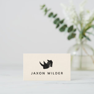 Black White Smoke Cloud Rhino Minimal Rustic Business Card