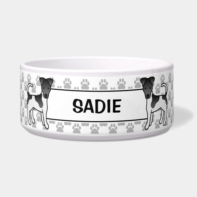 Black & White Smooth Fox Terrier With Paws & Name (Front)