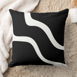 Black & White Smooth Shapes Pattern Simple Art Throw Pillow