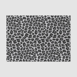 Black white snow leopard animal pattern  tissue paper
