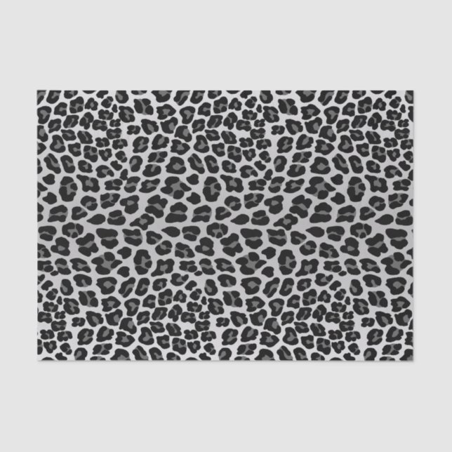 Black white snow leopard animal pattern  tissue paper (Front)
