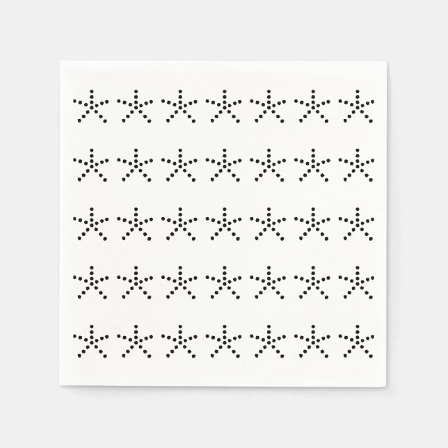 Black white snow pattern party paper napkin (Front)