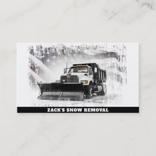*~* Black White Snow Removal Truck Flag AP74 Business Card (Front)