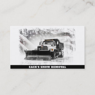 *~* Black White Snow Removal Truck Flag AP74 Business Card