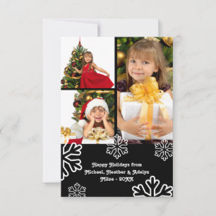 Black White SnowDesign - 3x5 Christmas Photo Card