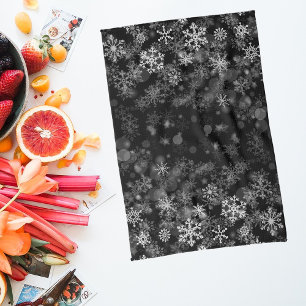 Black White Snowflake Christmas Kitchen Towel