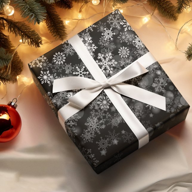 Black White Snowflake Christmas winter Wrapping Paper (Creator Uploaded)