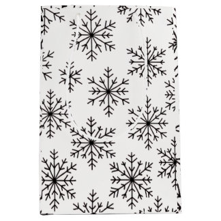 Black & White Snowflake Gift Bag – Elegant Minimal