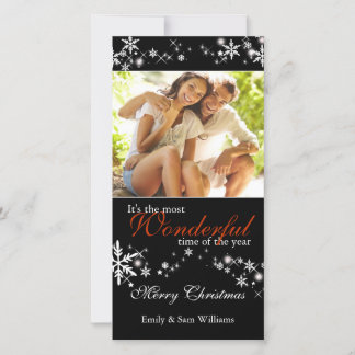 Black & White Snowflakes Chic Holiday Photo Card