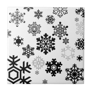 Black & White Snowflakes Tile