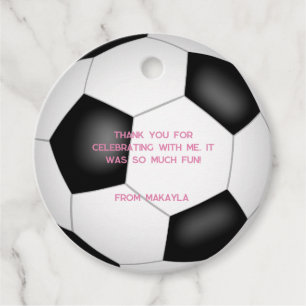 black white soccer ball kids birthday party favour tags