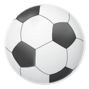 Black & White Soccer Ball Printed Ceramic Knobs